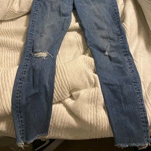 Raw hem mom jeans